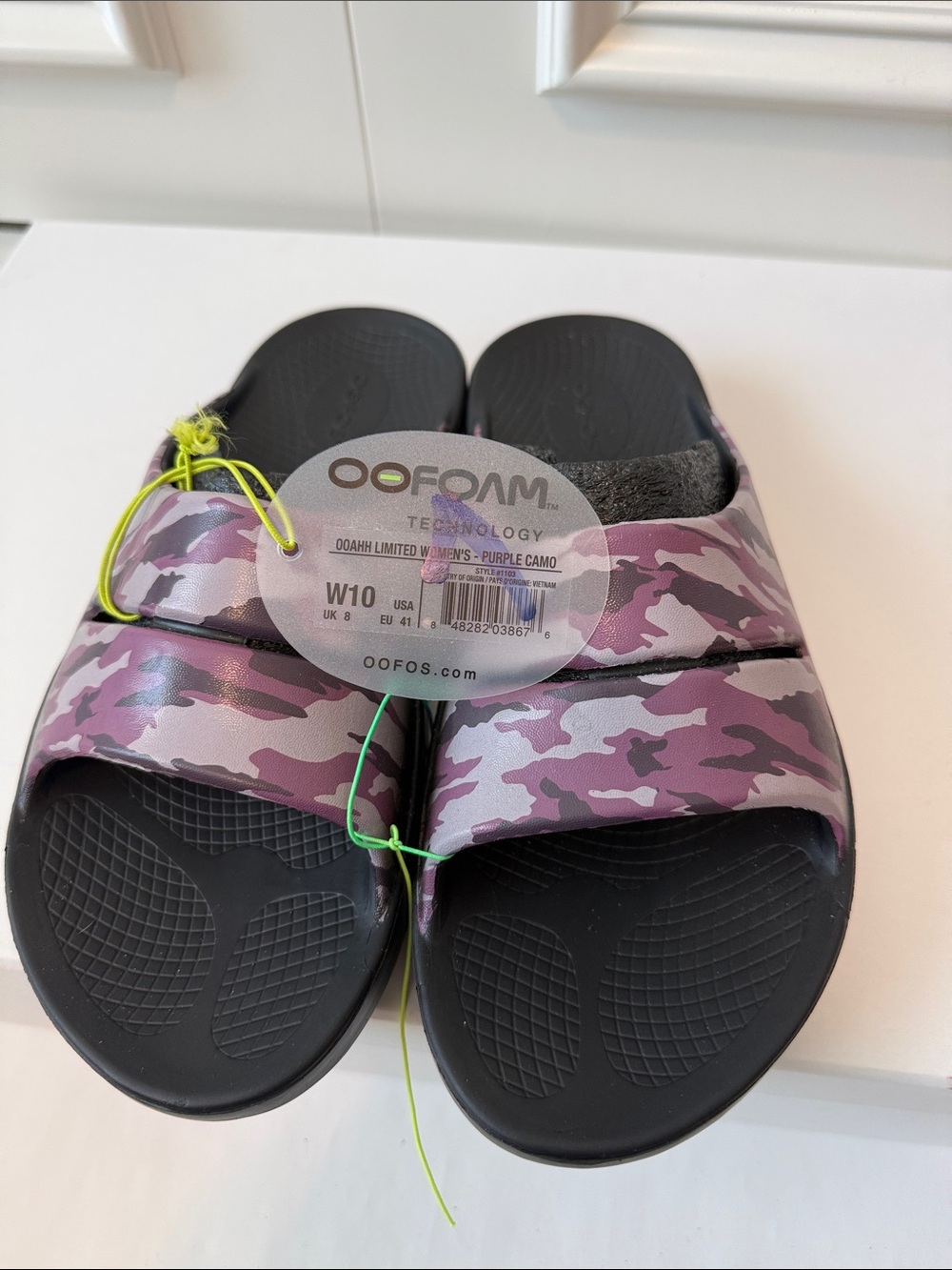 OOFOS Women’s Purple Camo Slide Sandals
